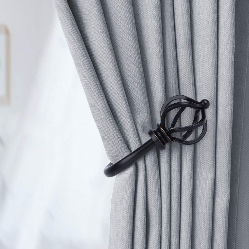 Curtain Drapery Holdbacks for Wall, 2 Pack Black Curtain Tiebacks