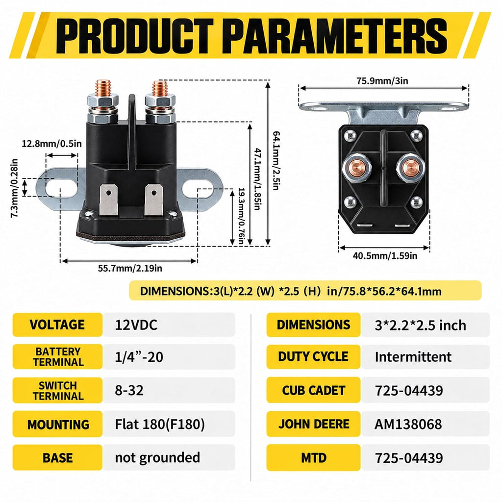 Gashwer AM138068 Starter Solenoid 12V for John Deere Tractor Cub Cadet 725-04439 Compatible with LA100 LA105 LA110 LA115 LA120 LA125 D100 D105 D110 D120 D125 D130 D140 D150 D155 D160 D170
