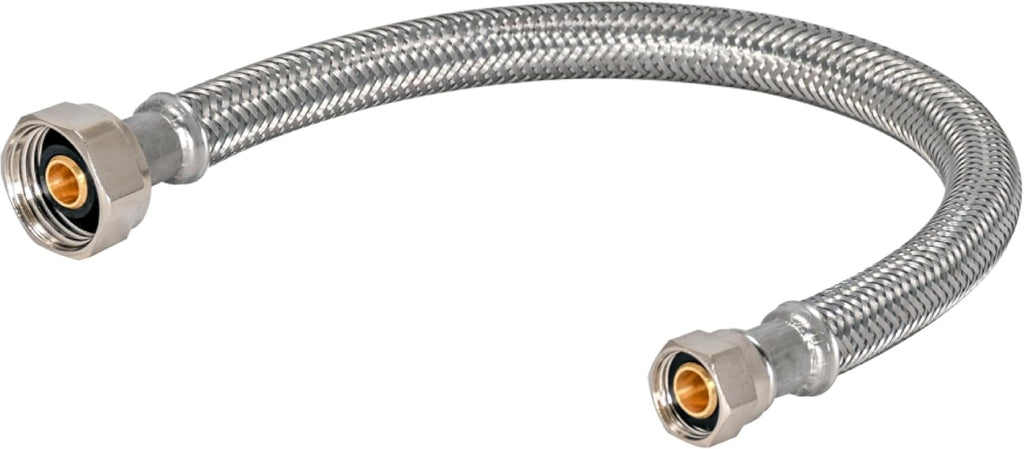 12 inch Steel-Flex Braided Faucet Connector, 1/2 Inch FIP x 3/8 Inch Compression, Stainless Steel Faucet Supply Line