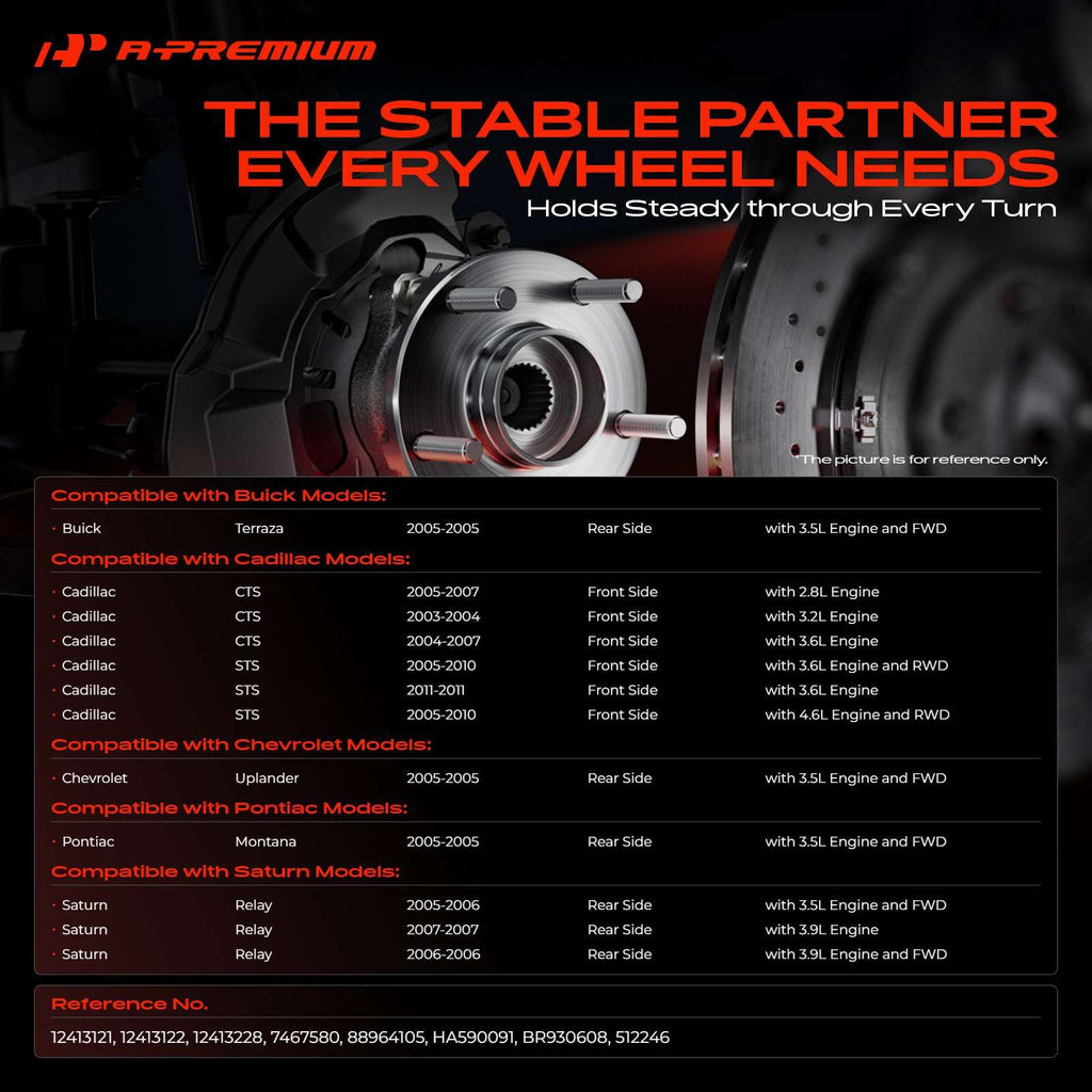 A-Premium 2 x Wheel Bearing and Hub Assembly with ABS & 5-Lug