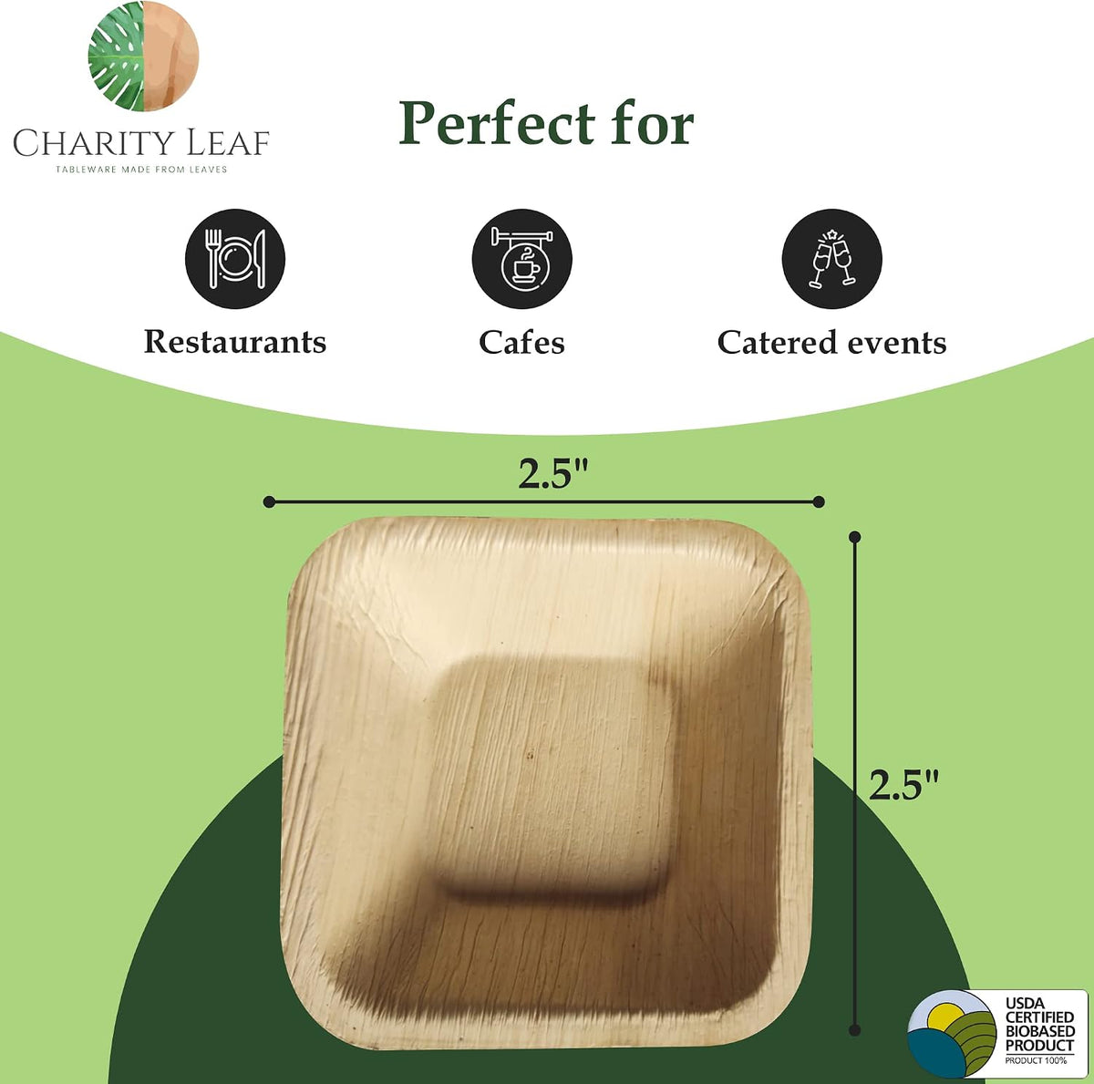 Disposable Bamboo 2.5" Square Mini Bowl (100 pcs) Dipping Bowls | Bamboo | All Natural and Biodegradable |