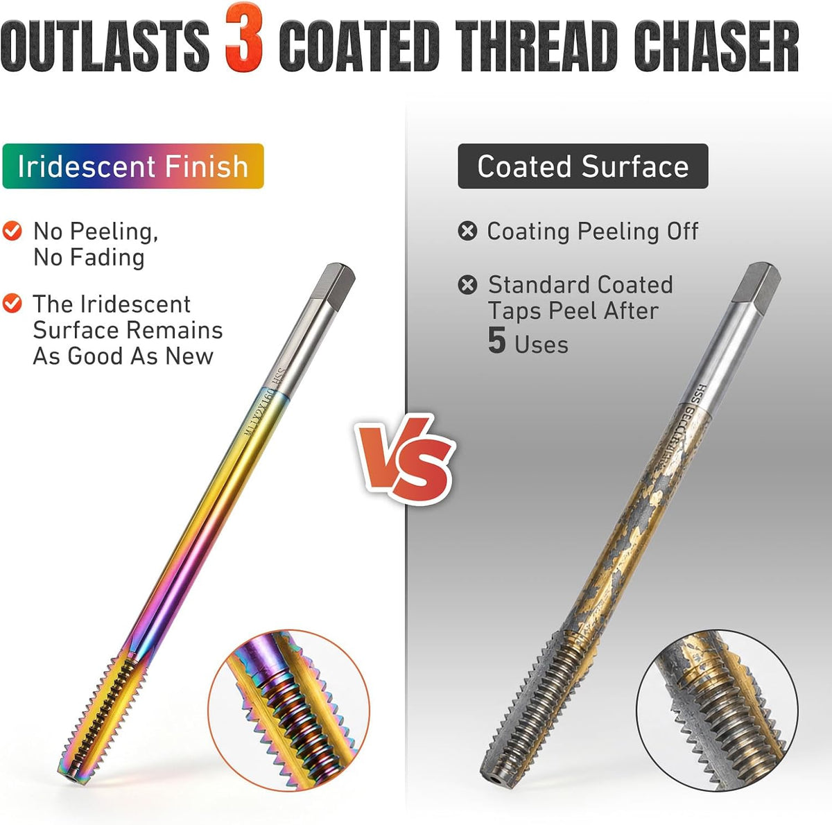 Thread Cleaning Tap Kit,M11×2.0&M8×1.25,O2 Sensor&Spark Plug Thread Chaser