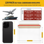 120 Pack 6.5x4.5 Inch Rigid Mailers,Self Seal Rigid Envelopes,White