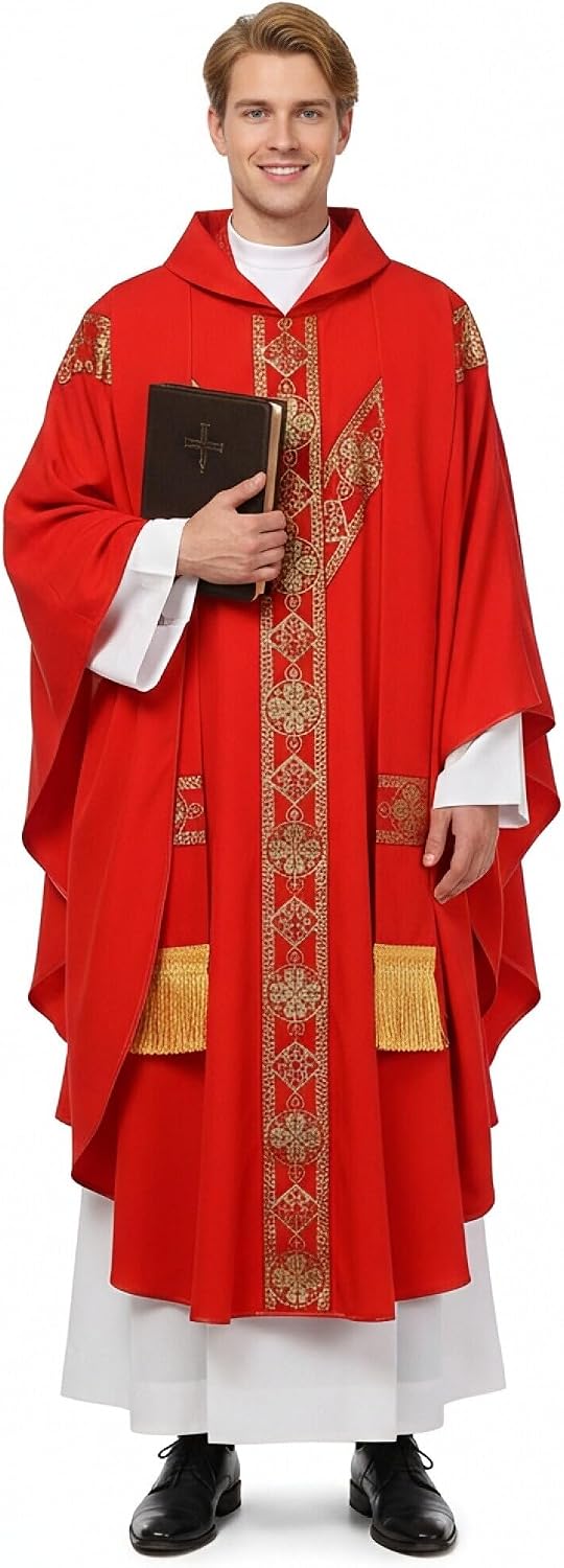 Church Catholic Priest Chasubles Vestments for Church Mass Vestments Robe with Stole