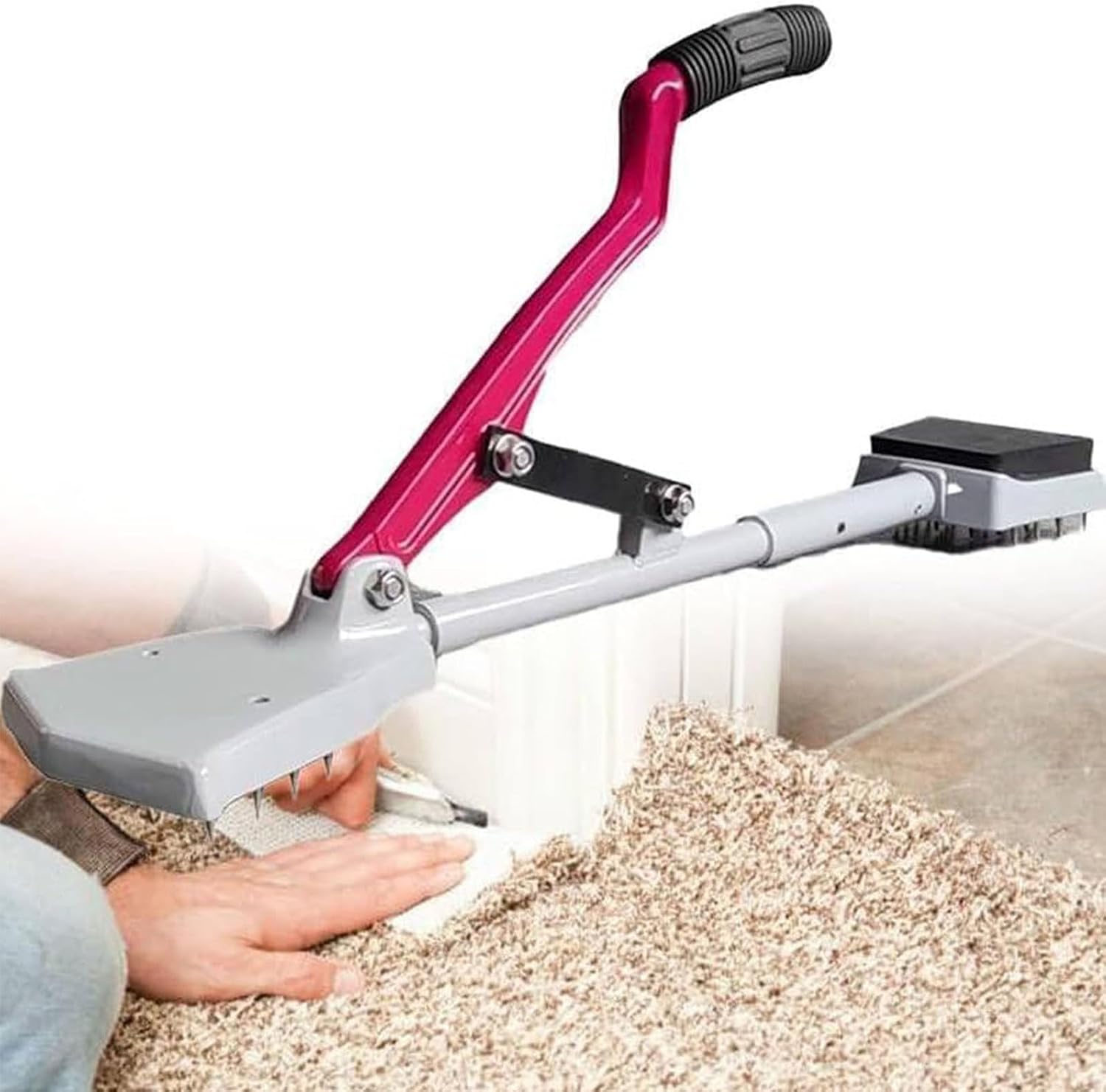 Kneeless Carpet Stretcher, Fit Laying Tool w/Soft Rubber Handle and Grippers, Knee Kicker Kit, DIY Use, Essential