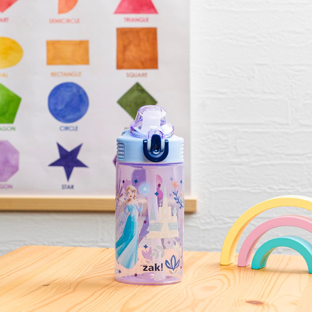Disney Frozen Sage 16oz Leak-Proof Straw Kids Water Bottle | BPA Free, Durable Plastic, Cupholder Friendly
