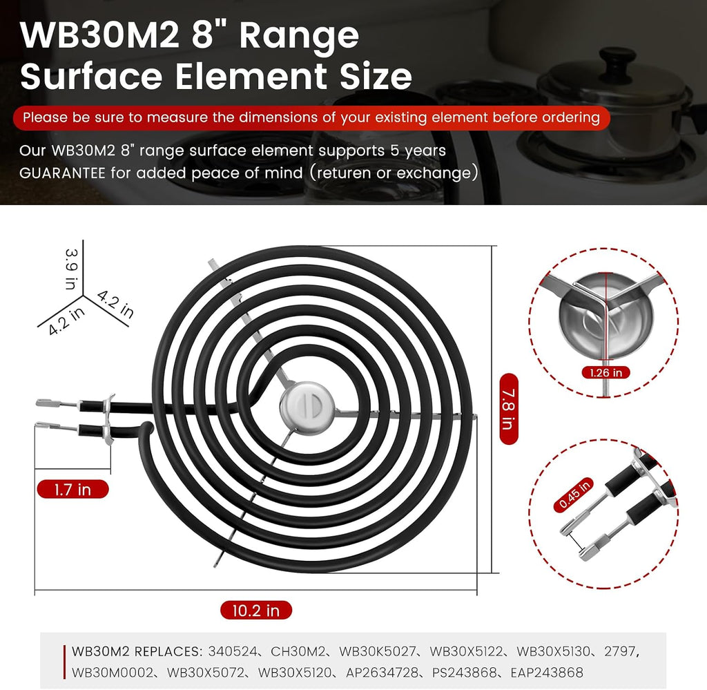 WB30M2 8" Range Stove Burner Coil Element fit for G.E Stove Range