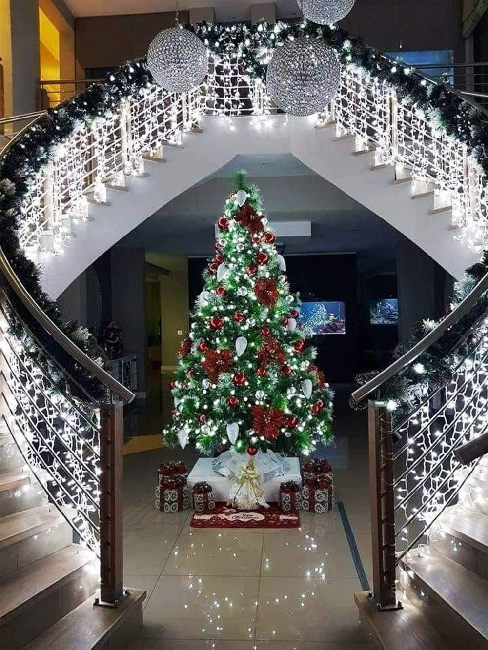Christmas Icicle Lights Outdoor, 360 LED 29.5ft 8 Modes Fairy Icicle String Light with 60 Drops, Led Christmas Lights