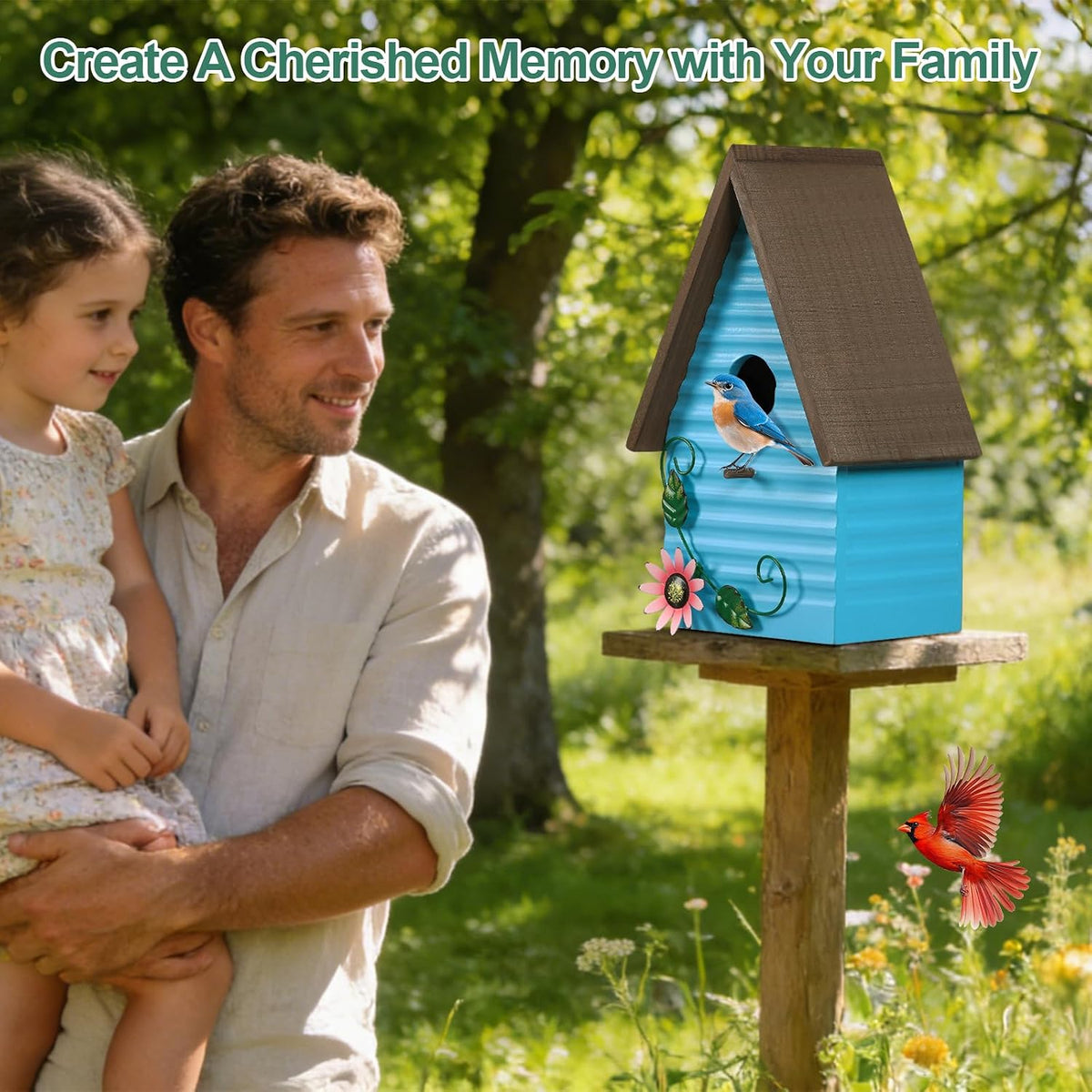 Blue Bird Houses for Outside,Wooden Hanging BirdHouses for Yard