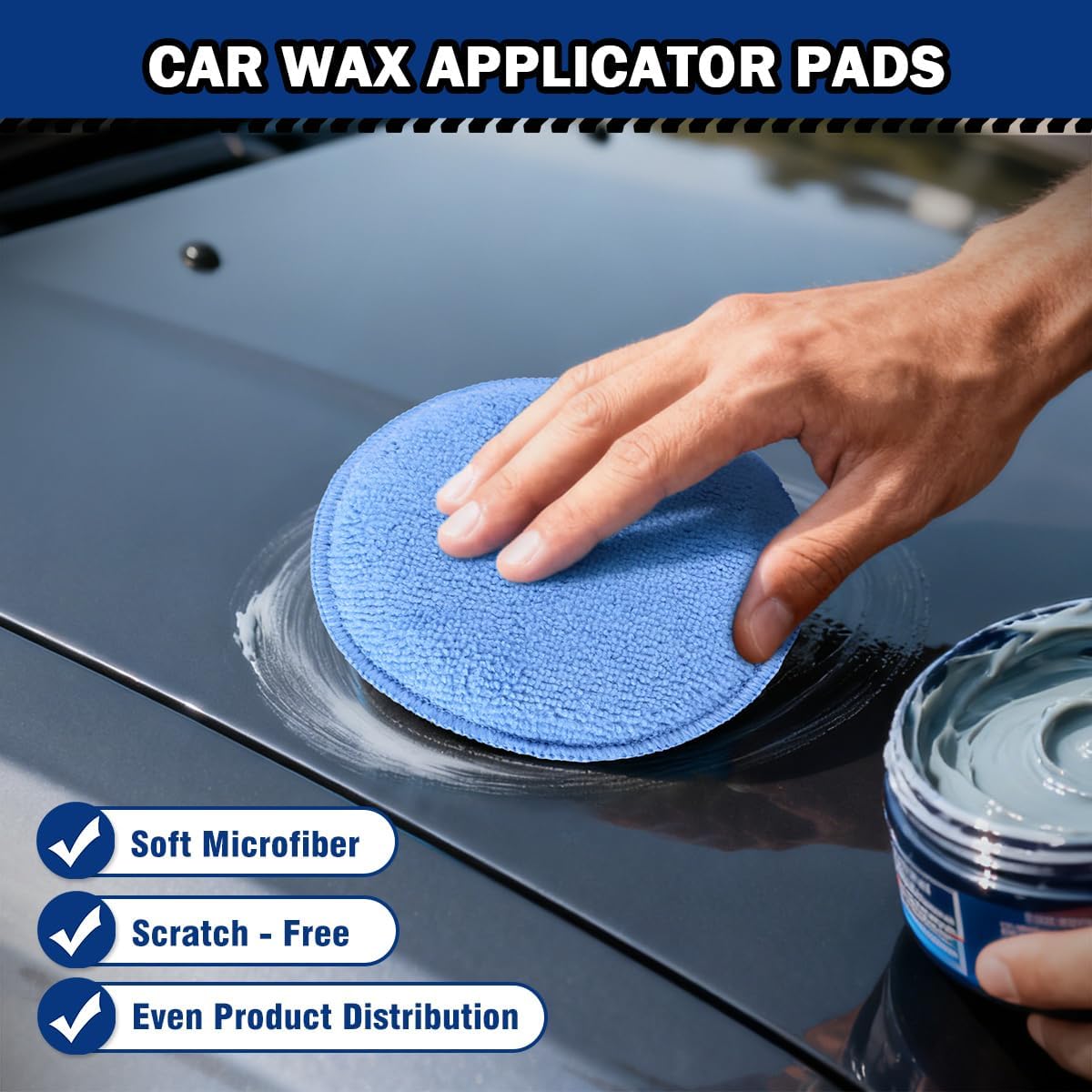Car Wax Applicator Pad, Microfiber Applicator Pad for Buffing & Detail Polishing, 12PK Round Foam Pads for Car