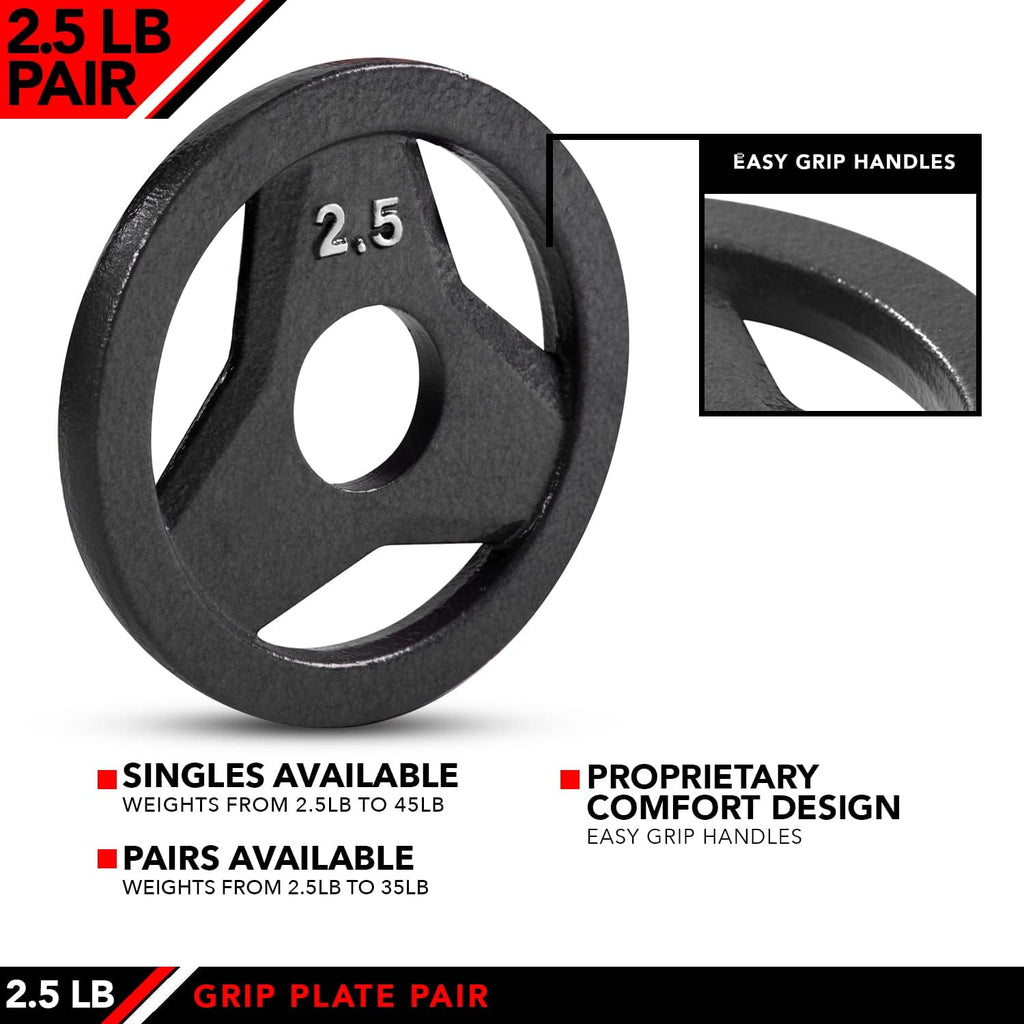 Olympic 2 Inch Grip Plates and Bumper Plates for Barbell - Single Weights or Sets of 2 (Muliple Weights)