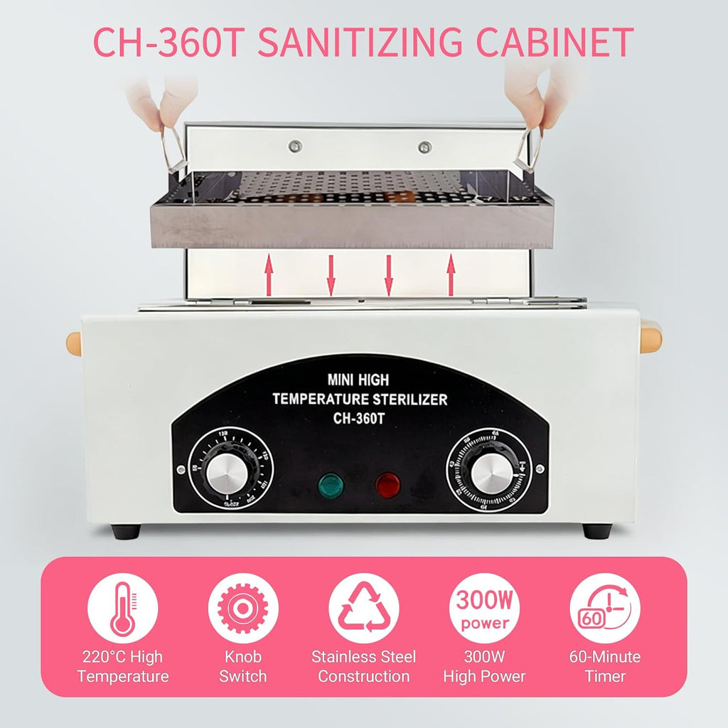 High Temperature Sterilizer Autoclave Machine, 110V 300W 1.5L with Timer Manicure Metal Tool Cleaner