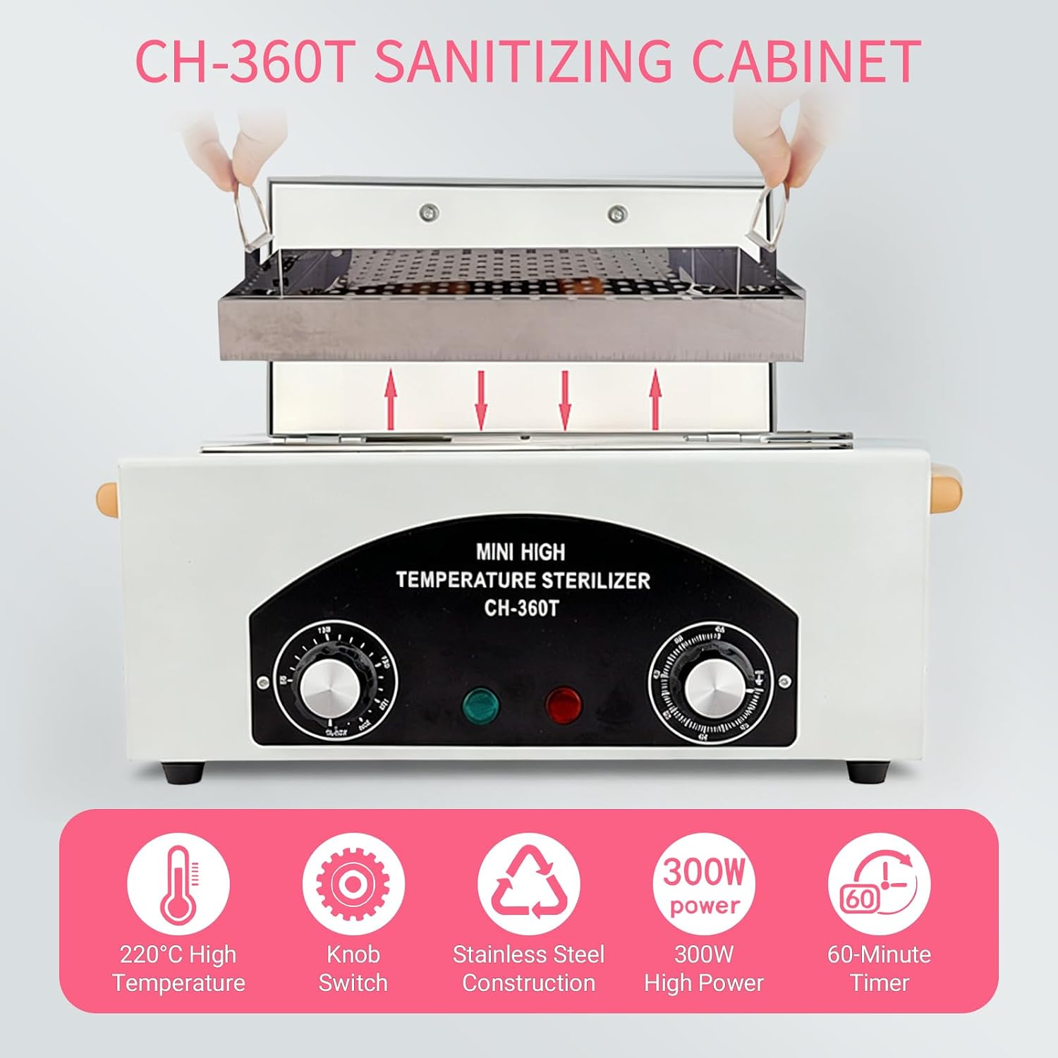 High Temperature Sterilizer Autoclave Machine, 110V 300W 1.5L with Timer Manicure Metal Tool Cleaner