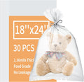 Plastic Flat Open Poly Bags, 30 Count 18 x 24 inch Clear Plastic Bags