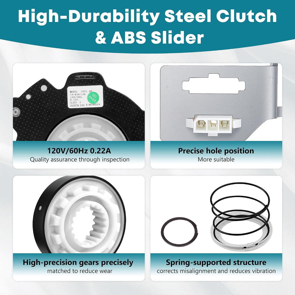 W10754448 W10734521 Washer Clutch and Slider Kit Fit for Ken-more Whirl-pool Washer Parts, Replace W10447973, W10817398, W10905022, W10006484, W10006494, W10275082, W10447975, W10905025 by Fetechmate