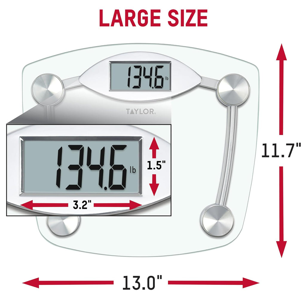 Digital Bathroom Scale, Body Weight Scale, Instant On and Off, 400 lb Capacity, Sturdy Clear Glass with Chrome-Finish