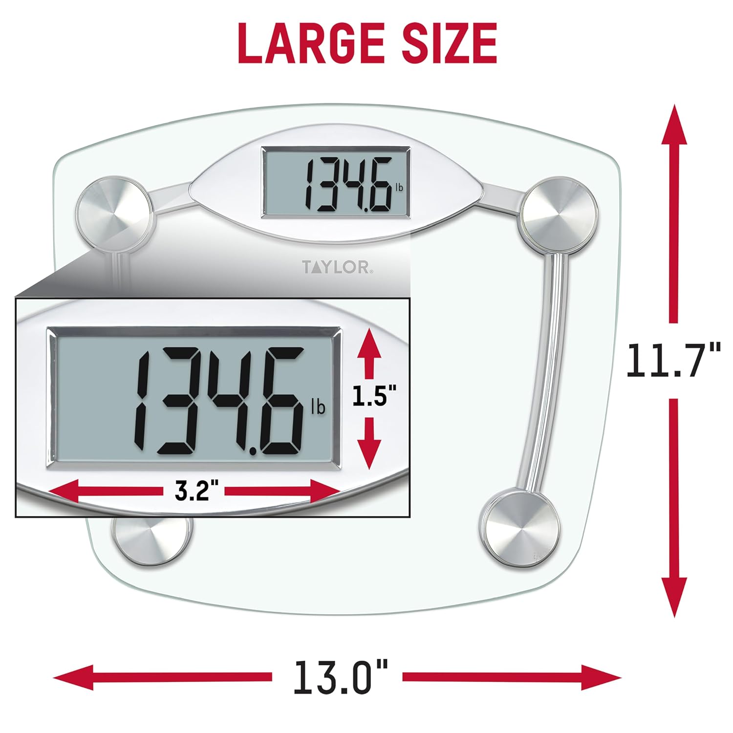 Digital Bathroom Scale, Body Weight Scale, Instant On and Off, 400 lb Capacity, Sturdy Clear Glass with Chrome-Finish