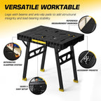 Portable Workbench, Folding Worktable, 1650lbs Capacity, Yellow