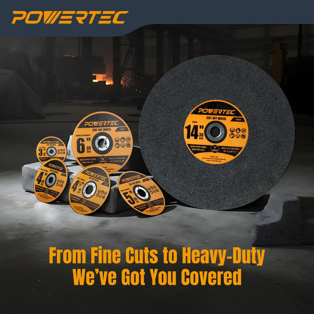 POWERTEC 4" Cut-Off Wheels, 25 PK, 5/8" Arbor (14018)