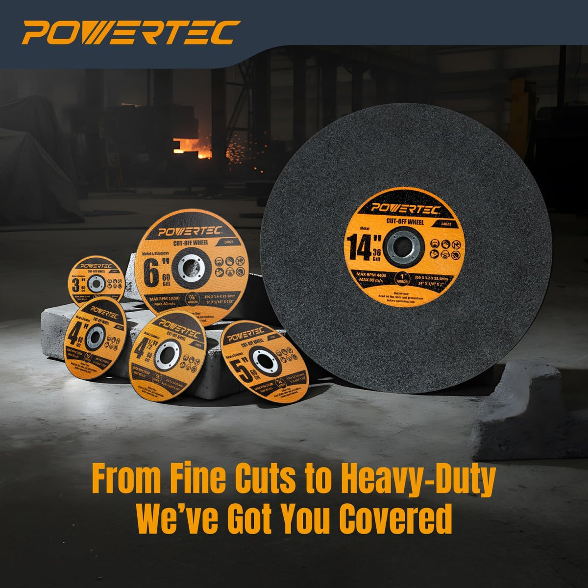 POWERTEC 4" Cut-Off Wheels, 25 PK, 5/8" Arbor (14018)