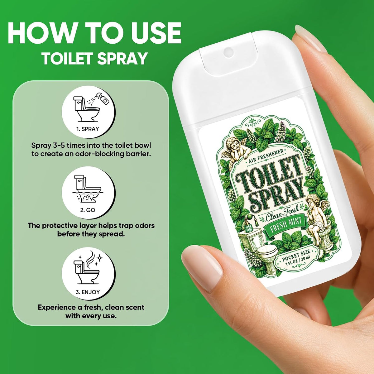 Travel Size Toilet Spray, Bathroom Odor Deodorizer, 8 Pack, 8 Scents