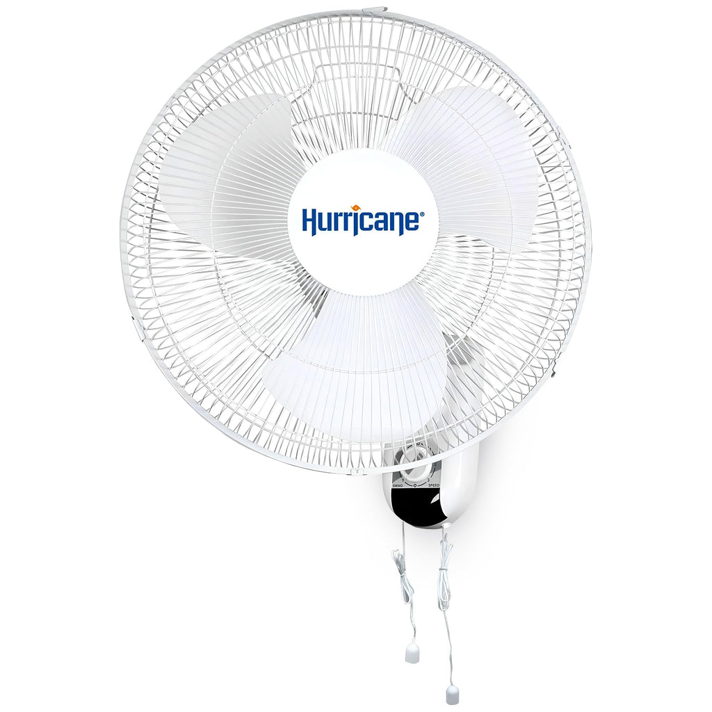 Classic Oscillating Wall Mount Fan, 3 Speeds, White, 16in