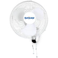 Classic Oscillating Wall Mount Fan, 3 Speeds, White, 16in