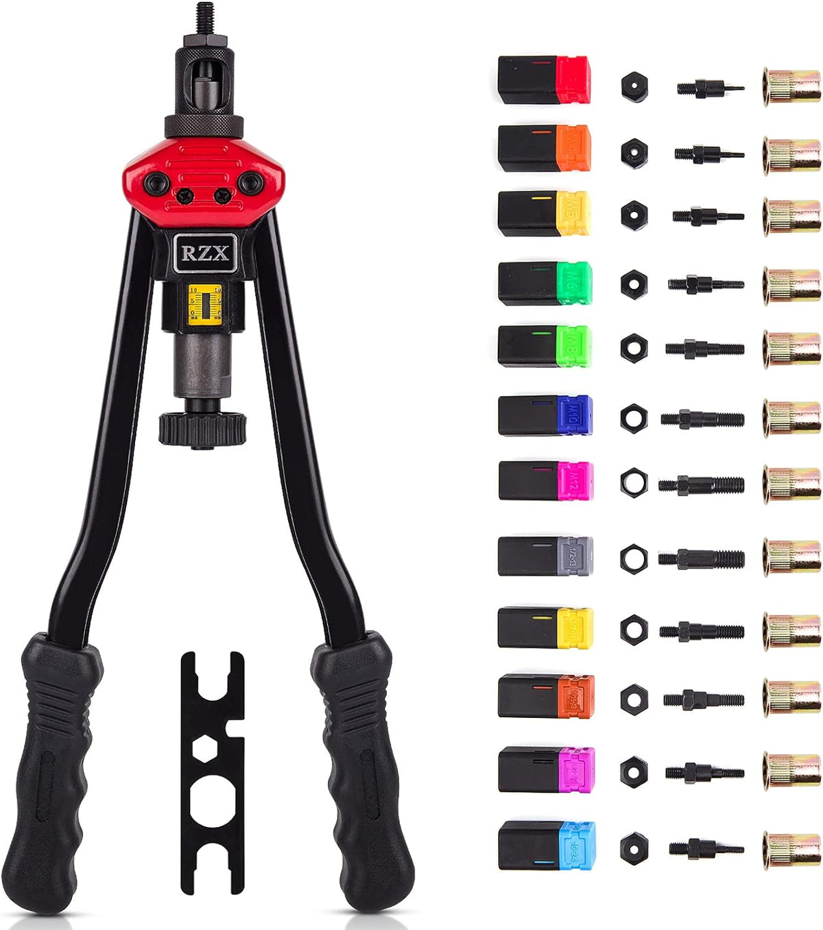 16" RIVET NUT TOOL Hand Blind Riveter,RIVNUT Riveting Tools with Nut Setting System M3 M4 M5,m6,m8,m10 M12, 10-24