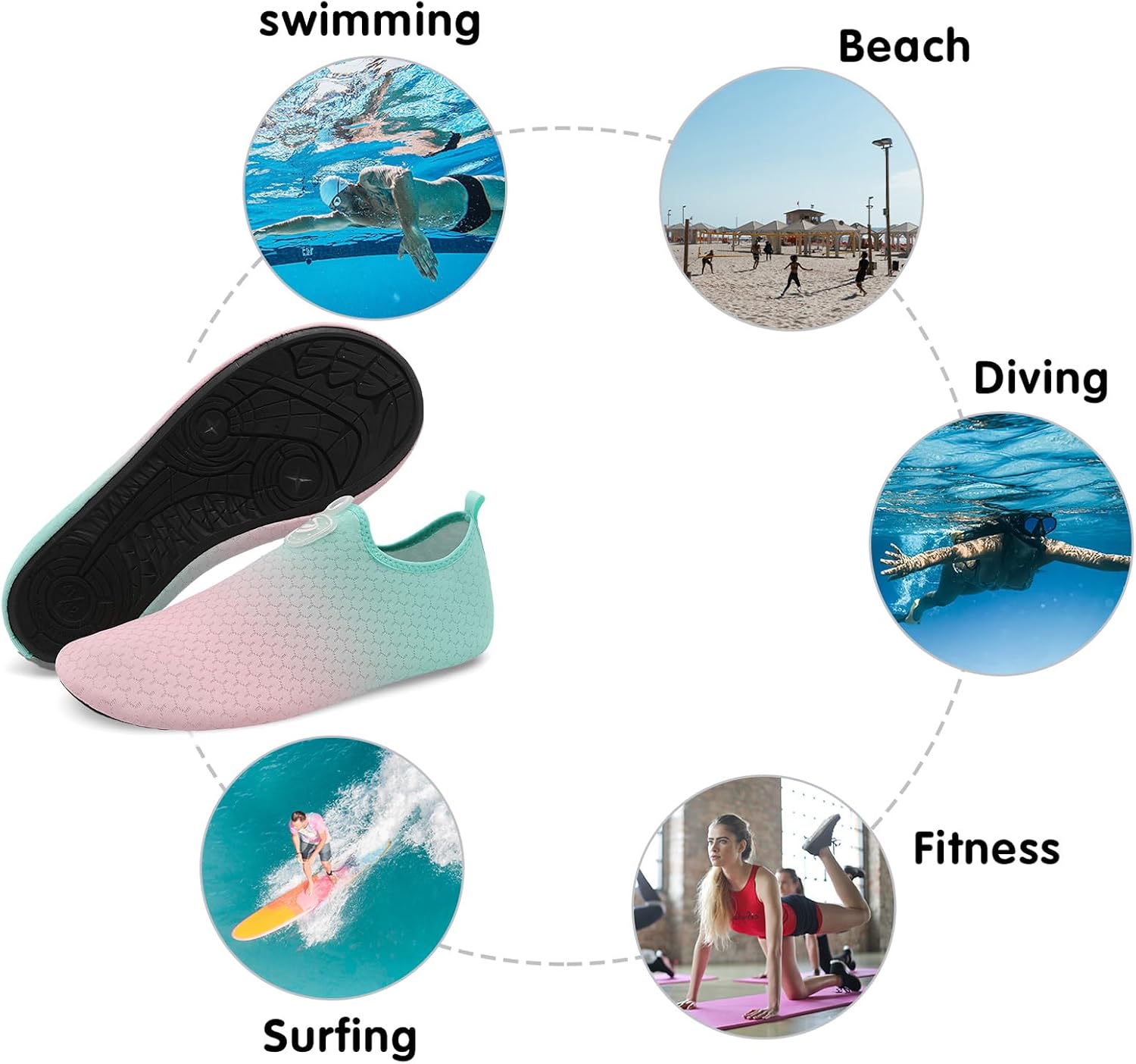 Womens Mens Water Shoes Quick Dry Beach Swim Shoes Barefoot Aqua Socks Outdoor Sand Socks for Pool River Diving