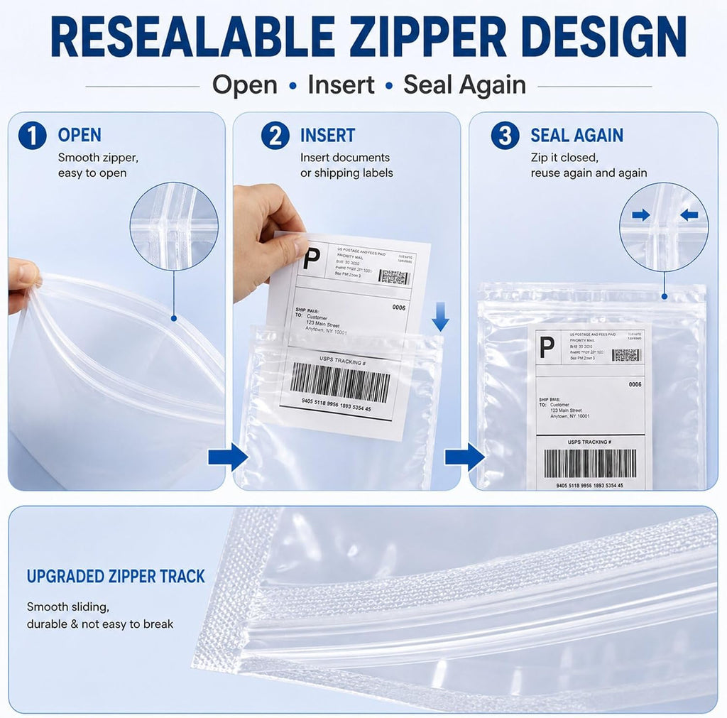 250 Pcs 4.5" x 5.5" Resealable Packing List Envelopes Self-Adhesive