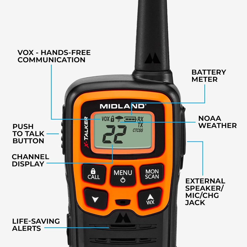 T51VP3 X-TALKER Spotting and Recovery Walkie-Talkie Long Range - FRS Two Way Radio for kids Caravanning with NOAA