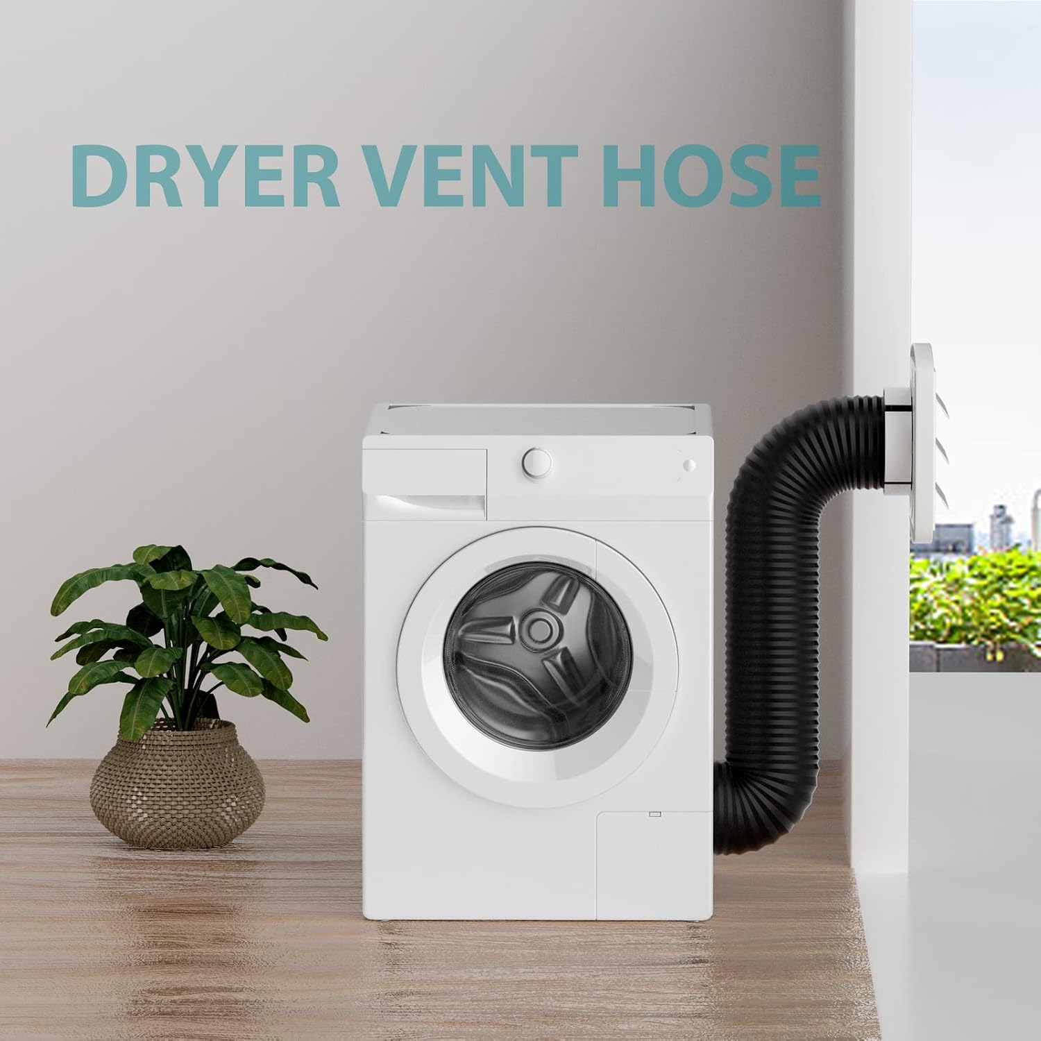 6 Inch Dryer Vent Hose, 16 Feet Long Flexible PVC Hose, Three Layer Noise Reducer Hose Aluminum Ducting for Heating