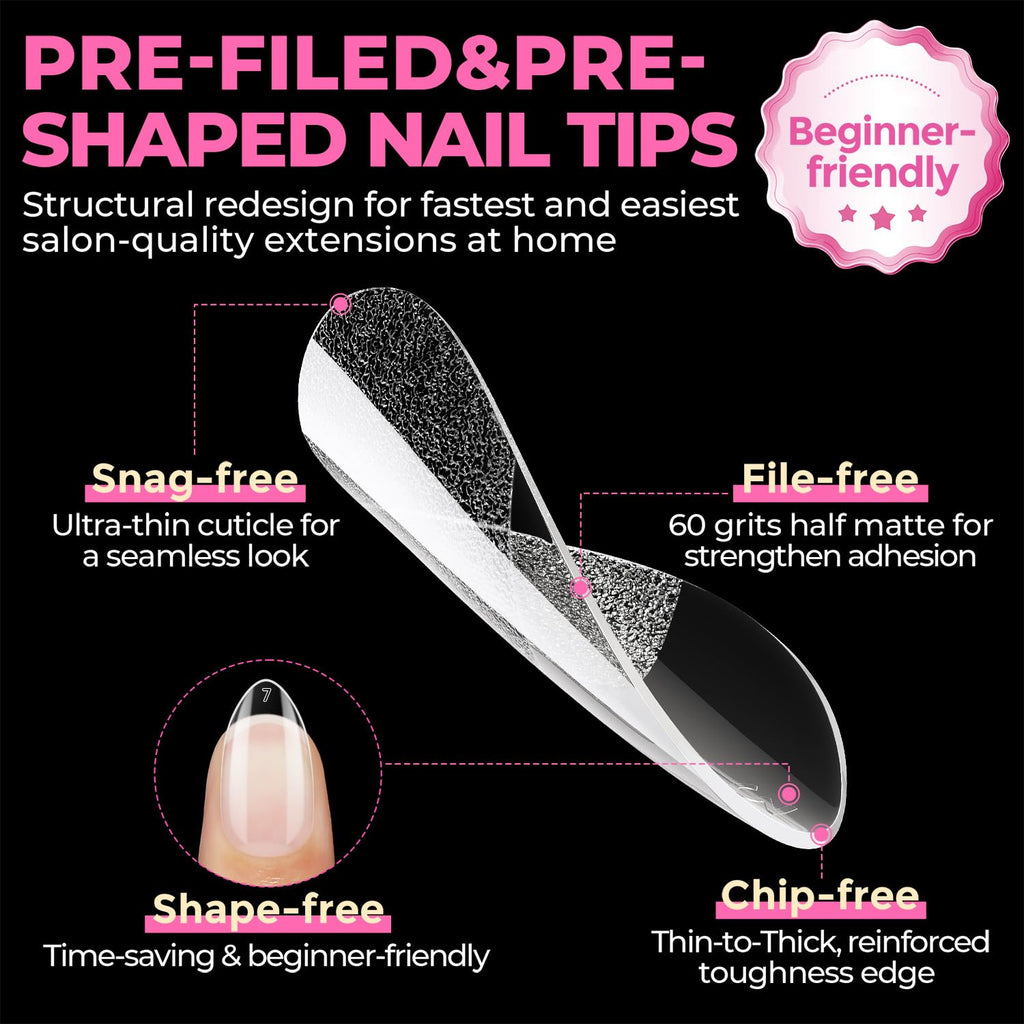 Short Almond Nail Tips 504PCS Short Fake Nails Soft Press Ons