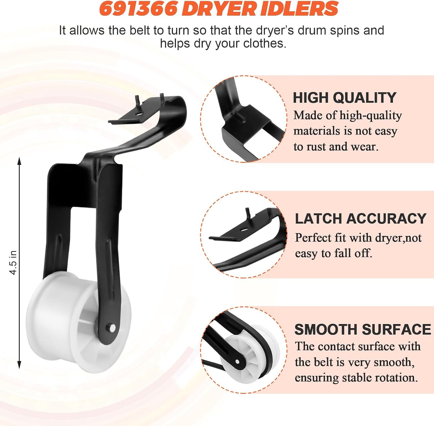 2026 Upgraded 4392065 Dryer Repair Kit by Beaquicy - Include 341241 Dryer Belt, 349241T Drum Roller Kit, 691366 Idler