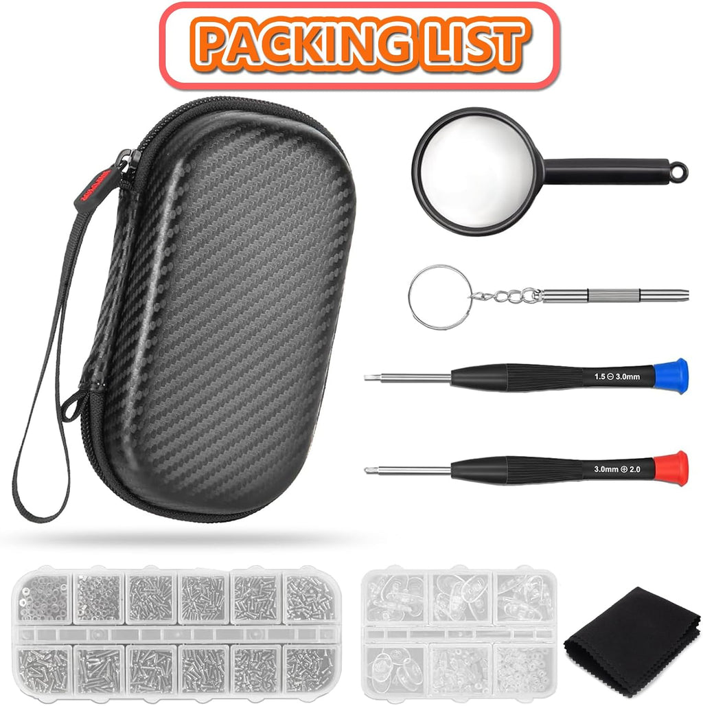 Eyeglass Repair Kit with Screws, Mini Glasses Repair Kit, Eye Glass Repairing Kit with Eyeglass Screws, Silicone Nose