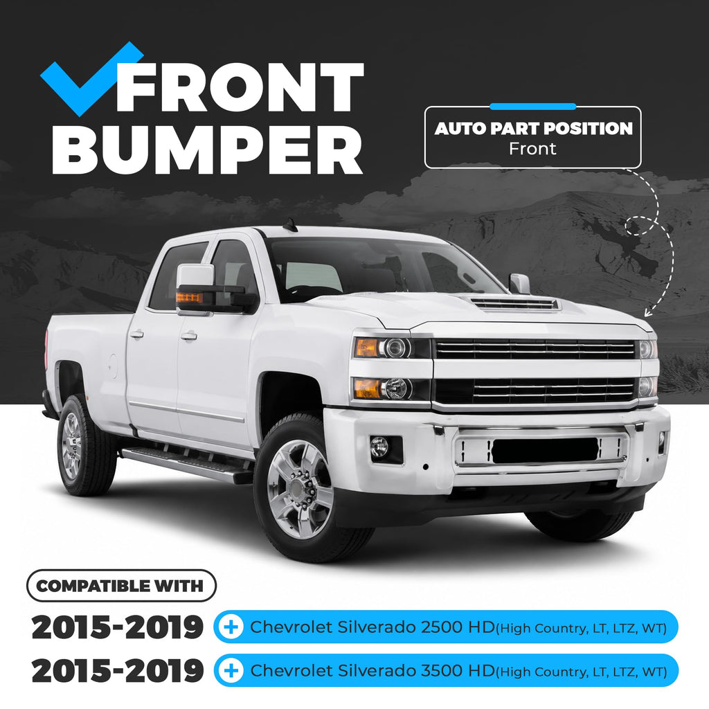 ALMULOO Bumper Face Bar 3PCS Compatible with 2015-2019 Silverado