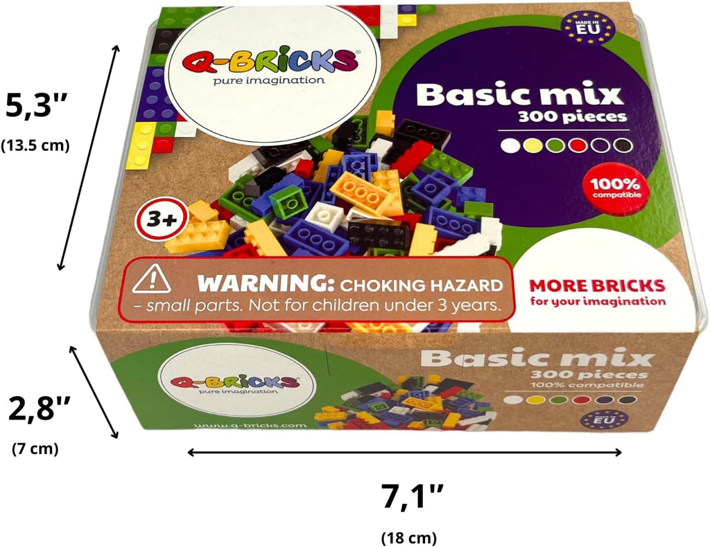 Building Bricks Classic - Building Bricks Set Compatible with Major Brands - 300 Piece Box, Loose Pack, Assorted