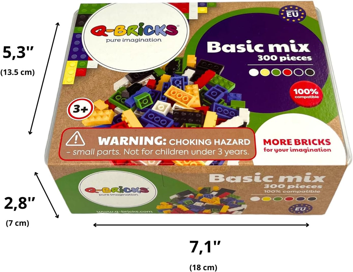 Building Bricks Classic - Building Bricks Set Compatible with Major Brands - 300 Piece Box, Loose Pack, Assorted