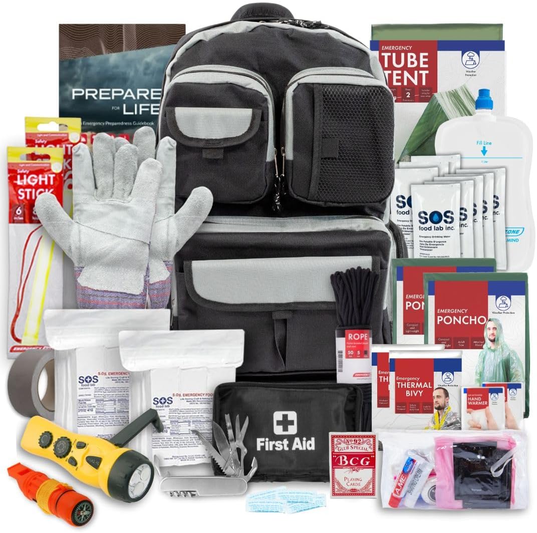 Urban Survival Bug-Out Bag/Go Bag and Disaster Survival Supplies for up to 6 People | Survival Kit for Wildfires