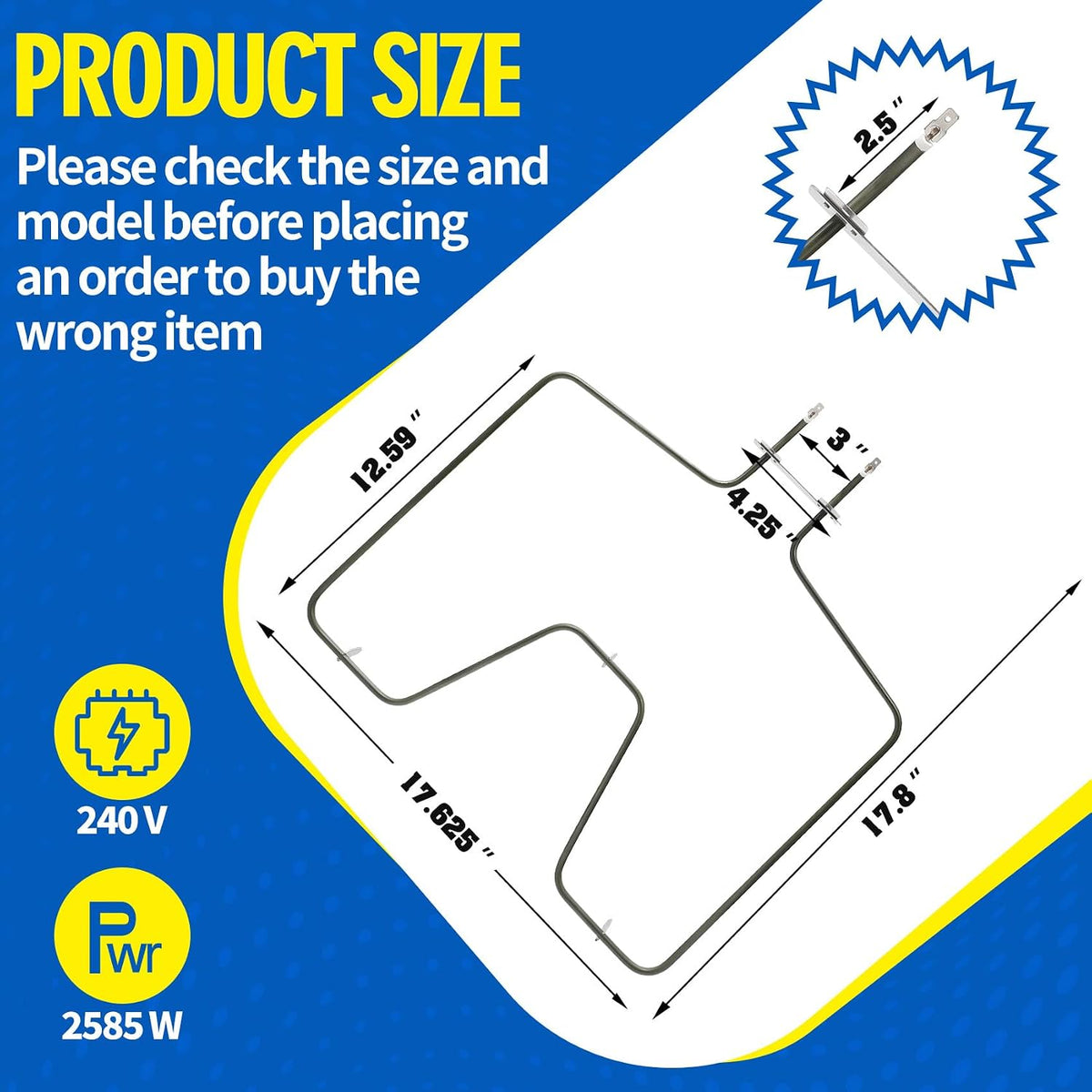 WB30X46987 Oven Bake Element Compatible with GE Hotpoint Kenmore