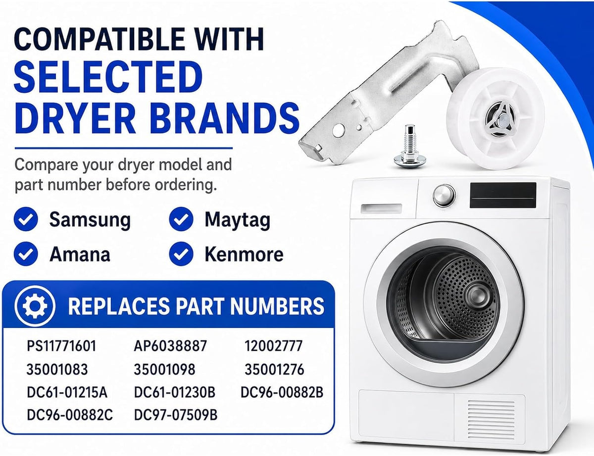 DC93-00634A Dryer Idler Pulley Assembly For Samsung Kenmore Dryer - Upgraded Ball Bearings (Replaces DC96-00882C, PS4133825, AP4373659, LB1655, 5PH2337, AP4213616, PS4216837)