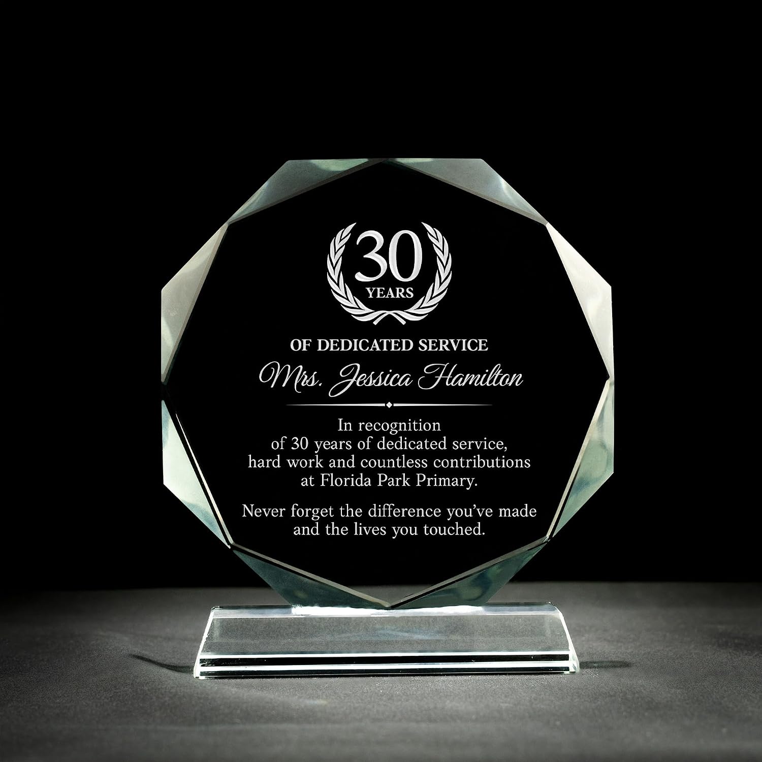 Personalized Employee Appreciation Crystal Award - Engraved Gift for Employee Recognition or Retirement - Custom 6"