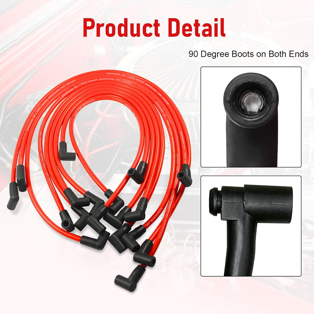 New 10.5mm Spark Plug Wire Set Replacement for HEI SBC BBC 350 383 454 Electronic