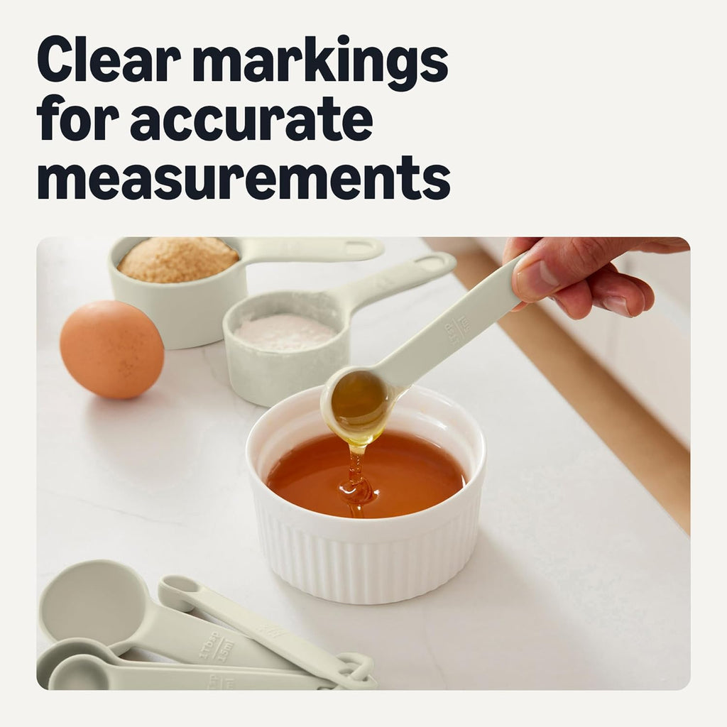 Measuring Cups and Spoons, 10-Piece Set, Food-Grade Plastic, Dishwasher-Safe, Linen Gray