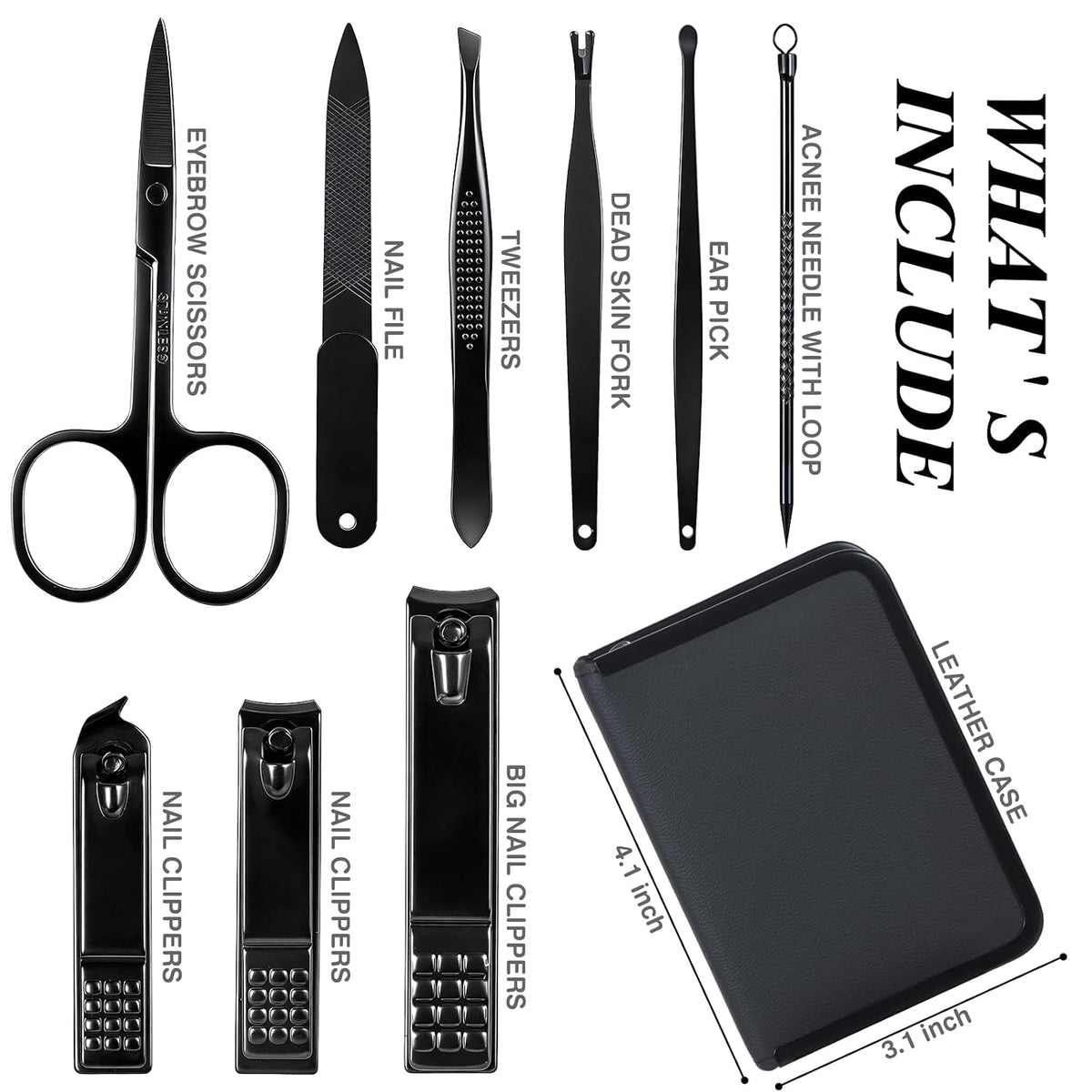 Manicure Set Men Personal Care Tools Accessories 9Pcs Nail Clippers