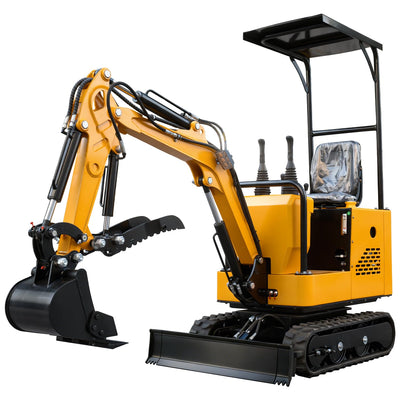 1 Ton Mini Excavator with 13.5HP Gasoline Engine, Bucket, Canopy, Hydraulic Thumb Clamp, US Stock Compact Backhoe