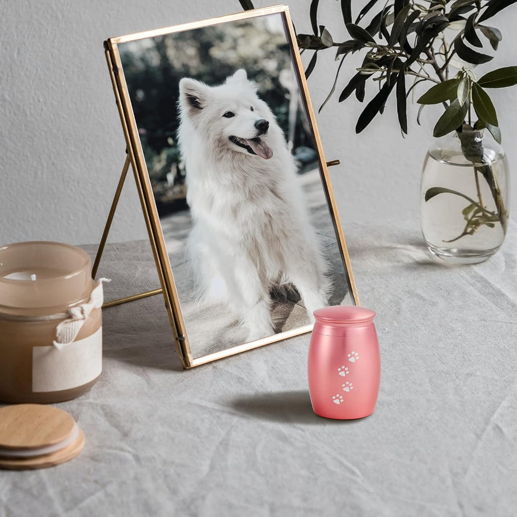 Pink Small Urns for Dog Ashes, Pet Memorial Gift for Loss of Cat
