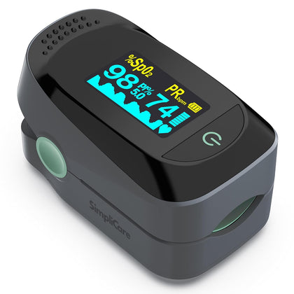 Fingertip Pulse Oximeter, Blood Oxygen Monitor SpO2 O2 Sensor & Heart Rate Monitor, Pulse Ox with PI &