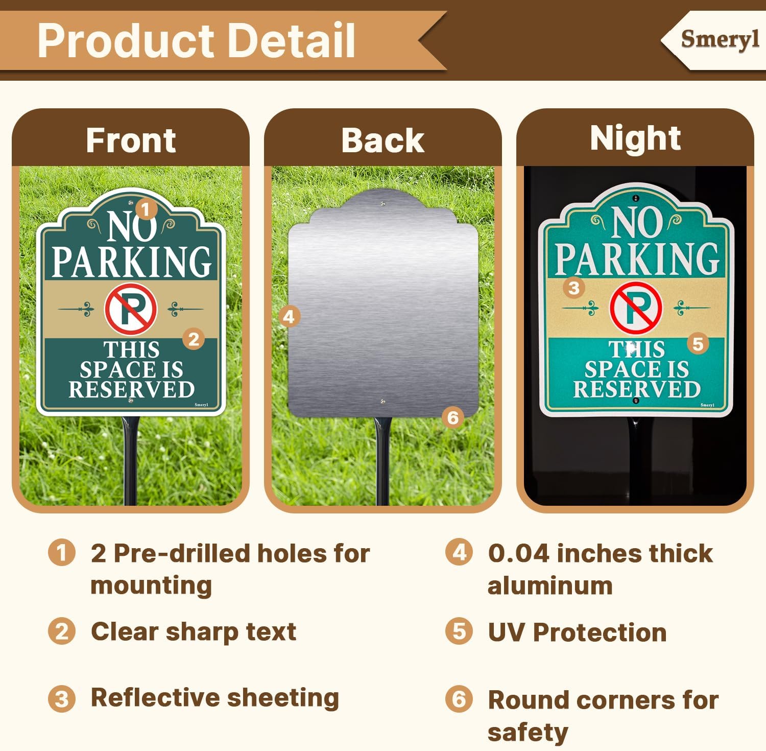 No Parking This Space Is Reserved Sign with 34.6" Stake for Yard | 12" x 10" No Parking Signs With Stand, Rust-Free