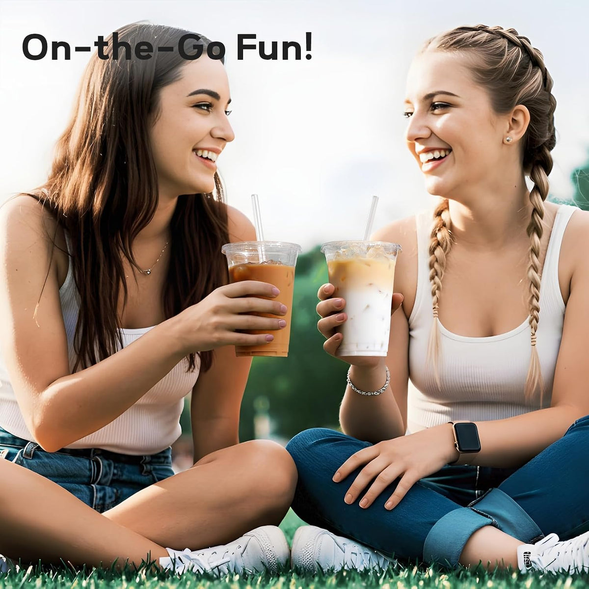 25 Pack - 16 oz Plastic Cups with Lids and Straws, Clear Iced Coffee Cups with Lids, Disposable Cups with Lids for